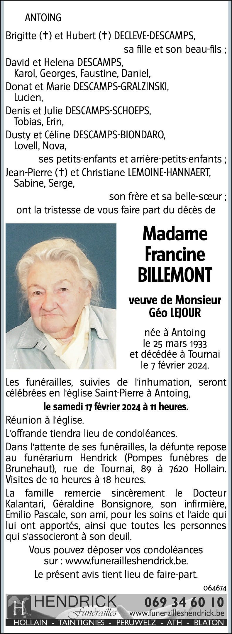 Lucienne BILLEMONT