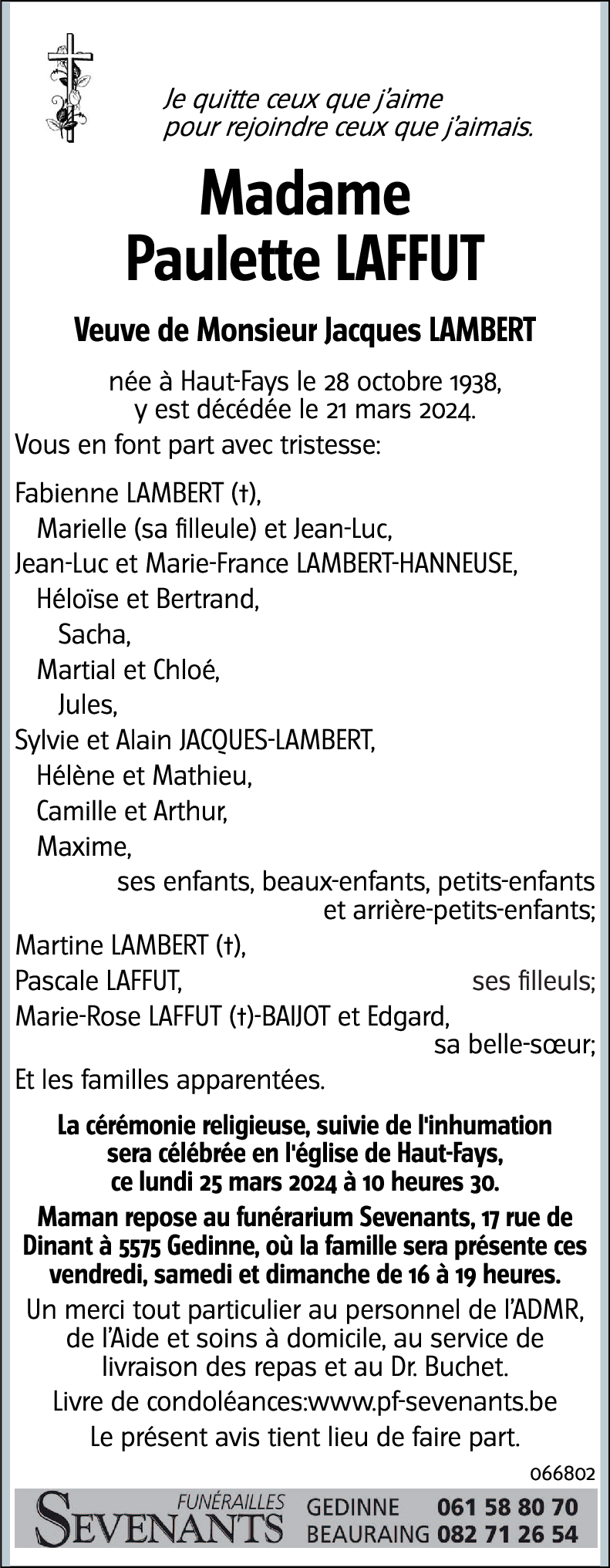 Paulette LAFFUT