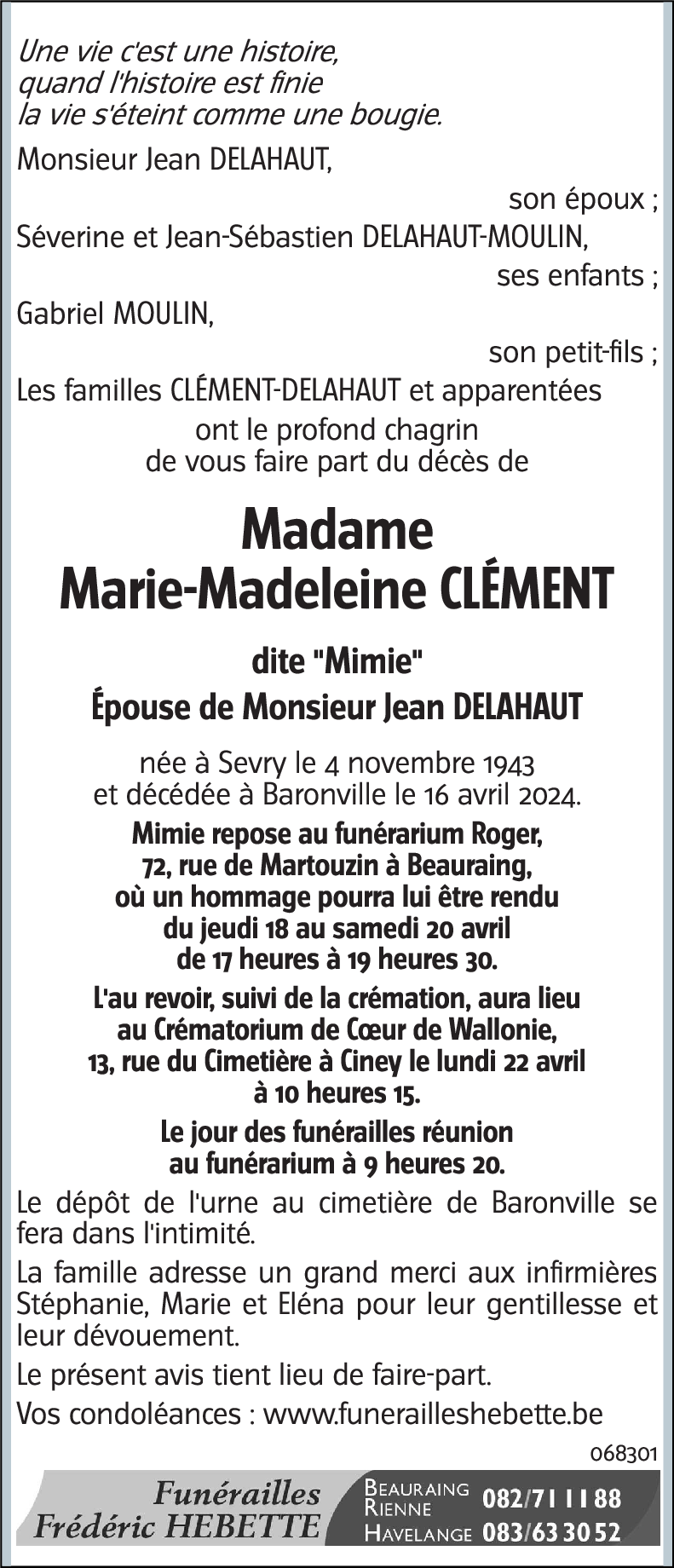 Marie-Madeleine CLEMENT