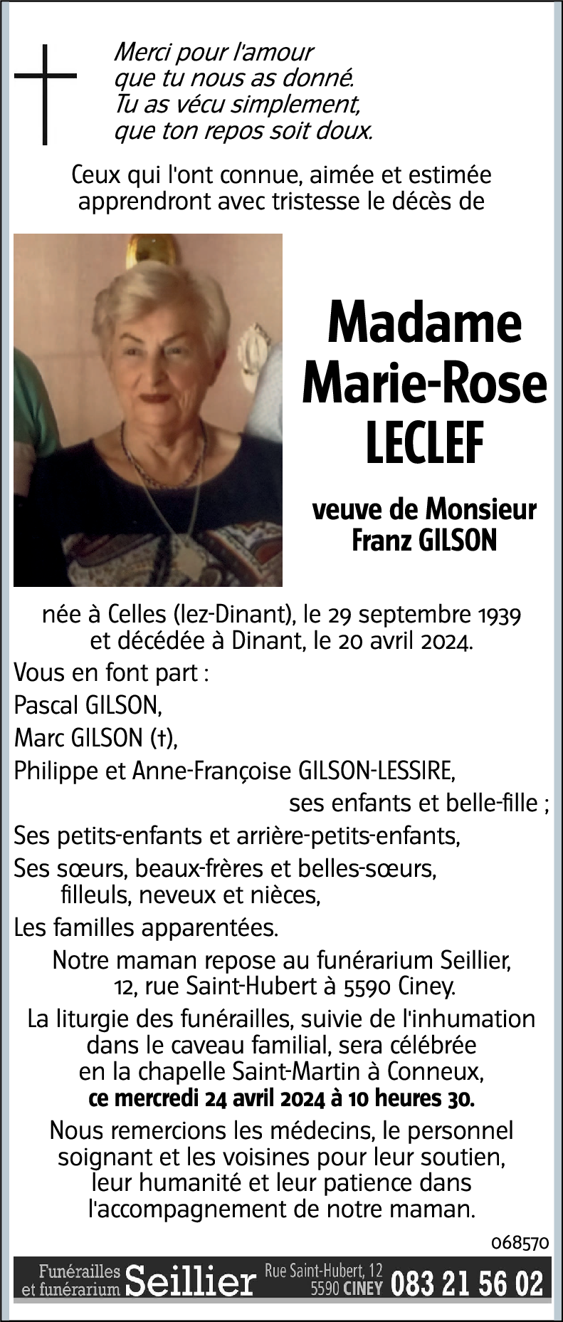 Marie-Rose LECLEF.