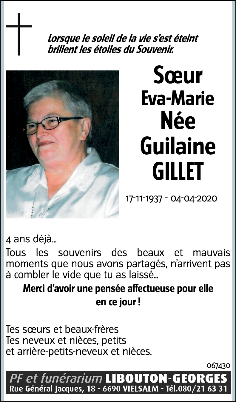 Sœur Eva-Marie née Guilaine GILLET