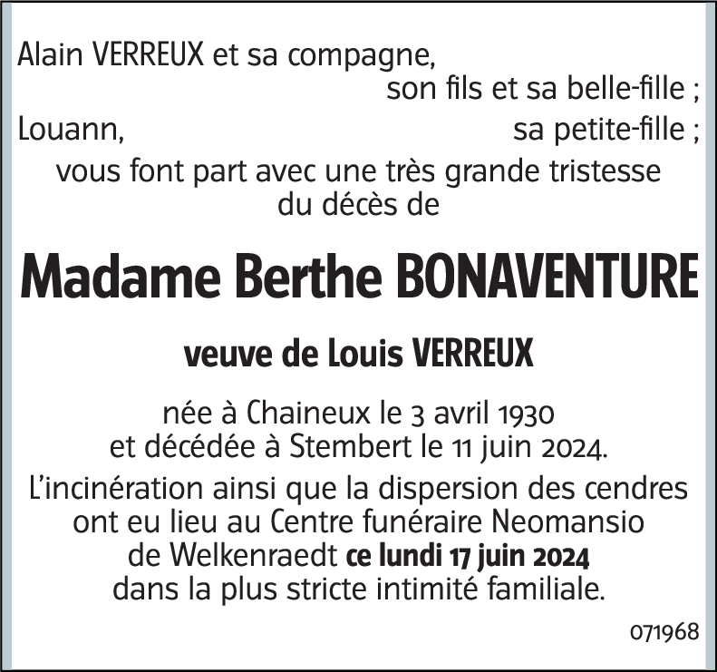 Berthe BONAVENTURE
