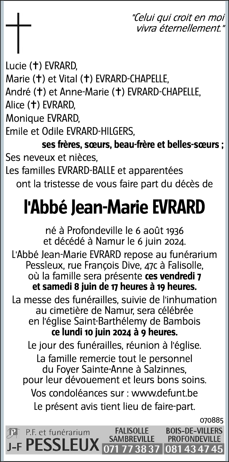L'Abbé Jean-Marie EVRARD