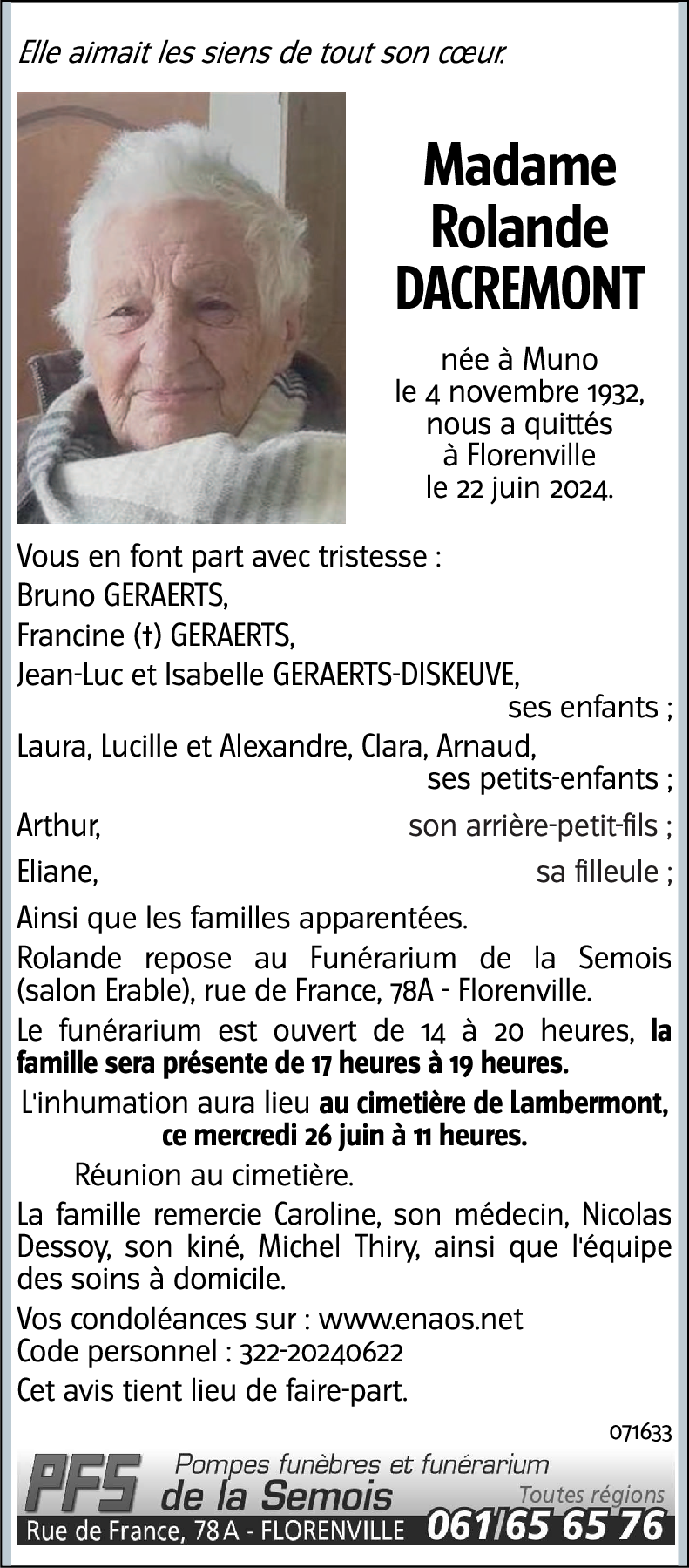 Rolande DACREMONT