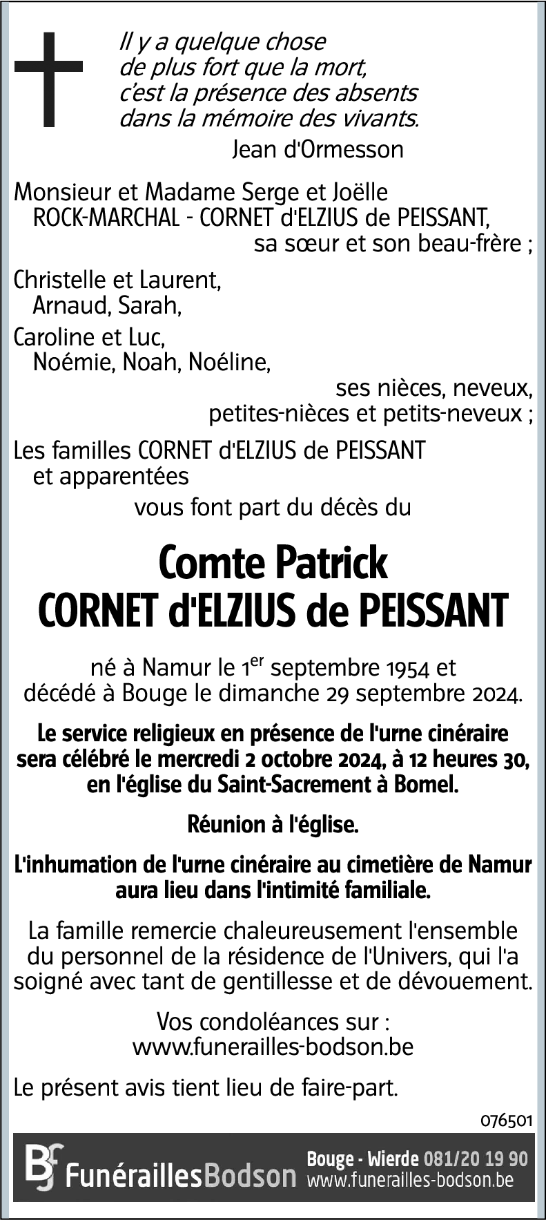 Patrick CORNET d'ELZIUS de PEISSANT