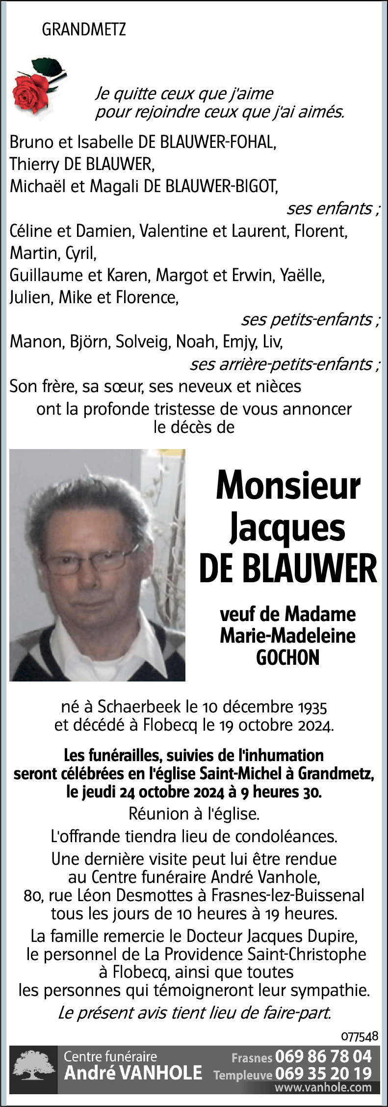 Jacques DE BLAUWER