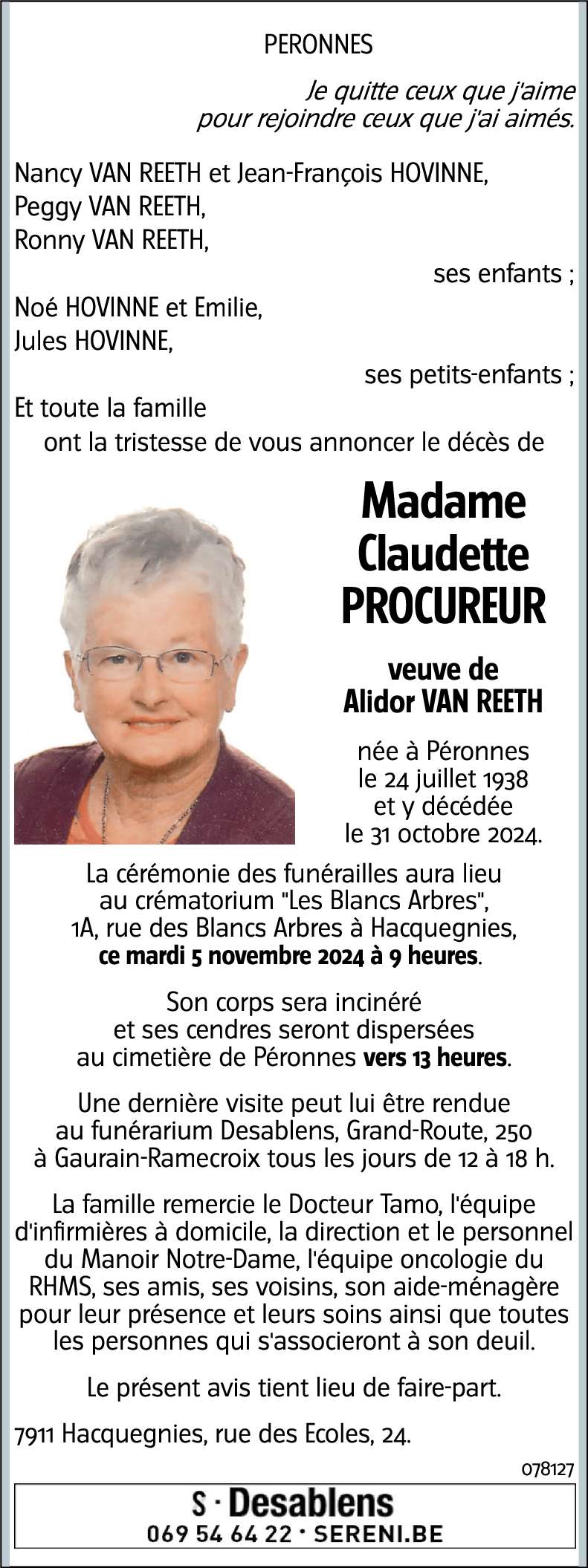 Claudette PROCUREUR