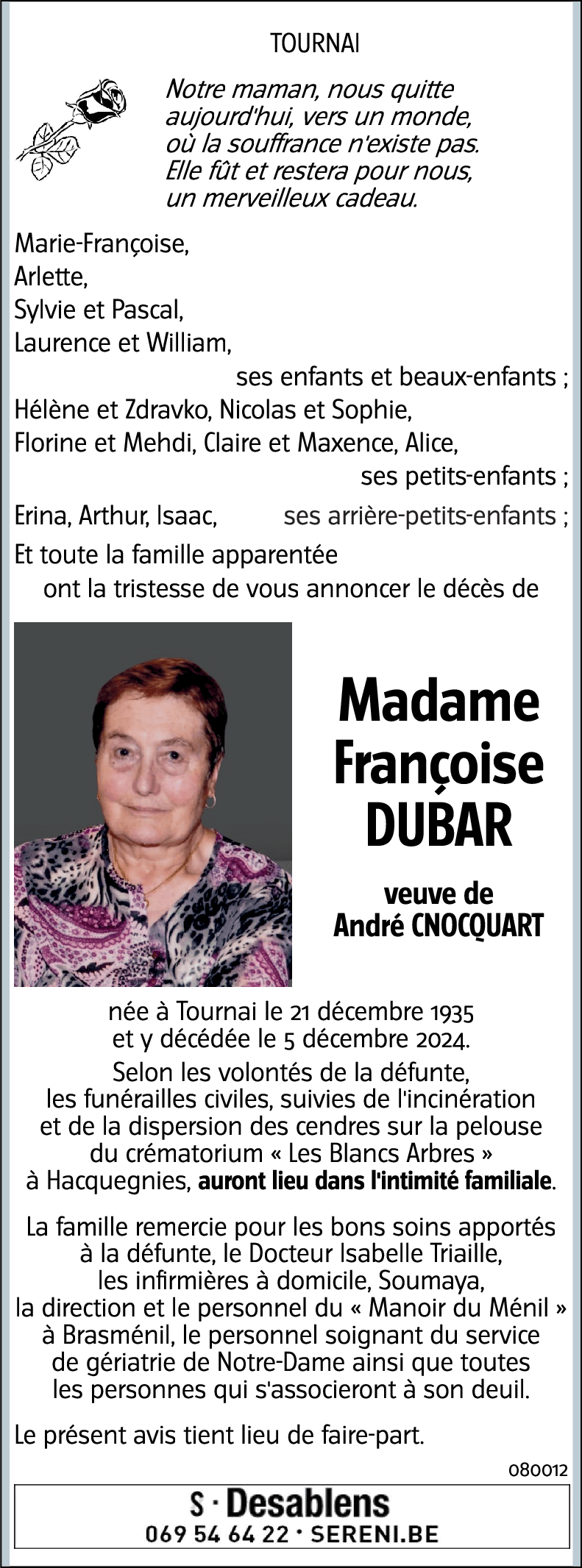 Françoise DUBAR