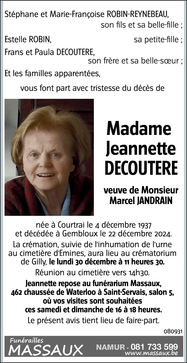 Jeannette DECOUTERE
