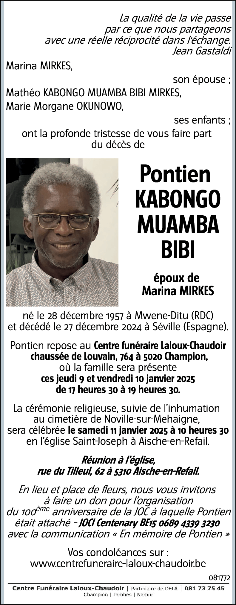 Pontien KABONGO MUAMBA BIBI