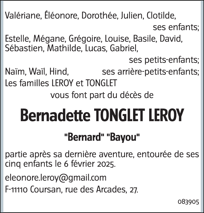Bernadette Tonglet