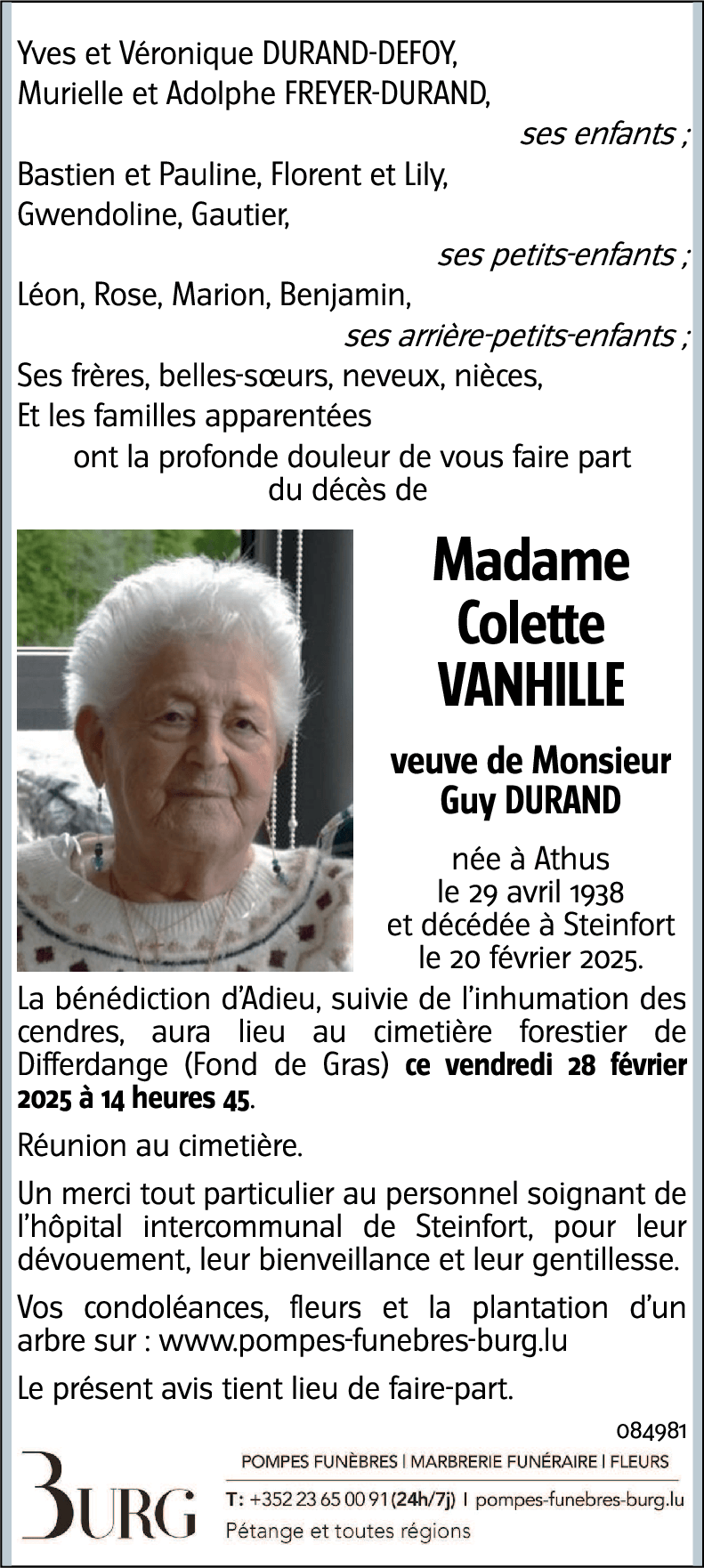 Colette VANHILLE