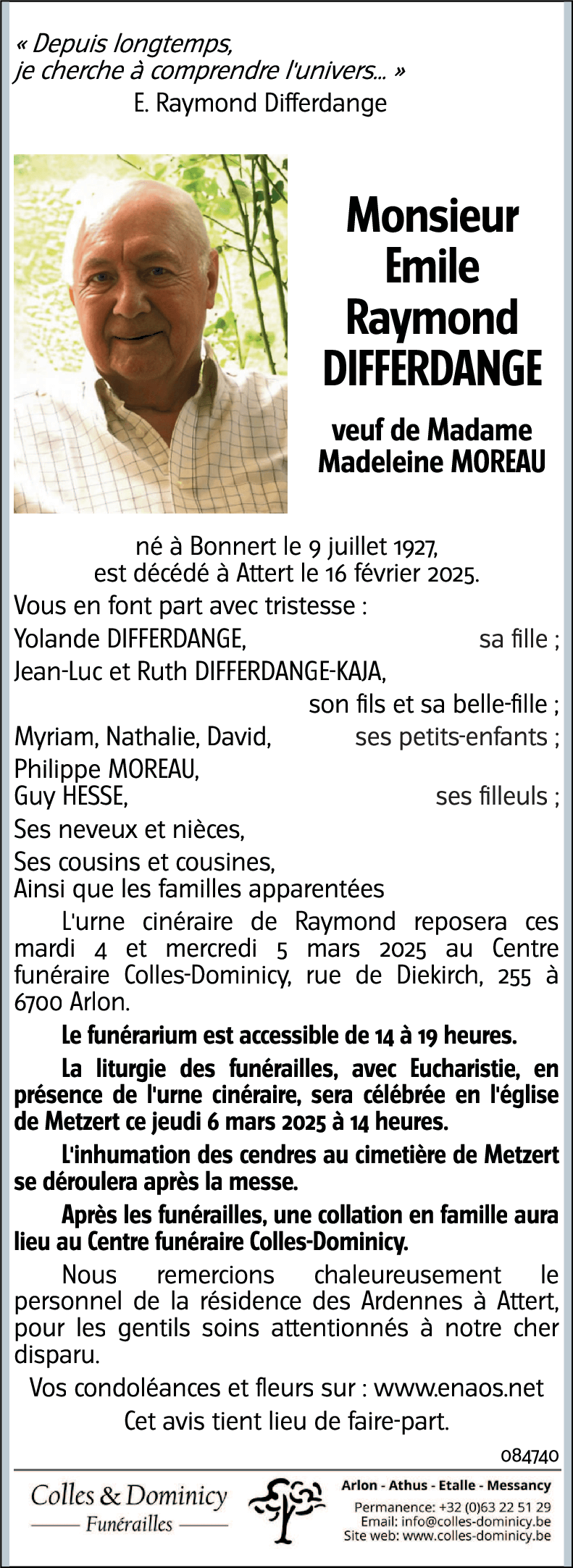 Emile Raymond DIFFERDANGE