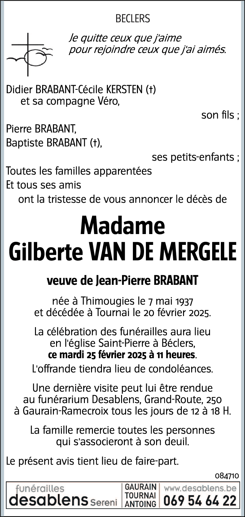 Gilberte VAN DE MERGELE