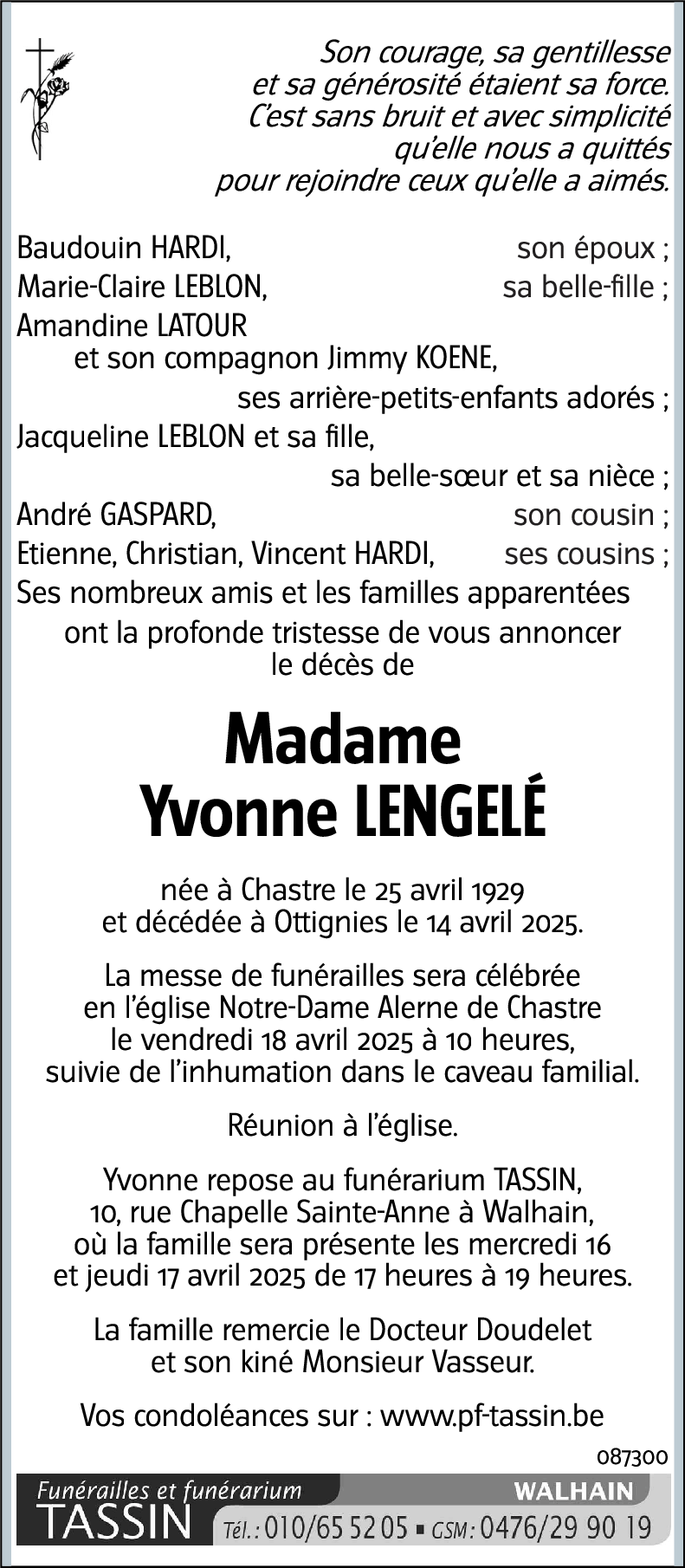 Yvonne LENGELÉ