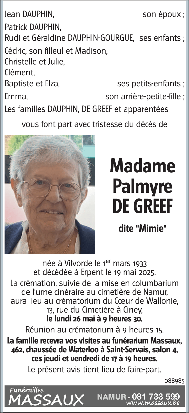 Palmyre DE GREEF