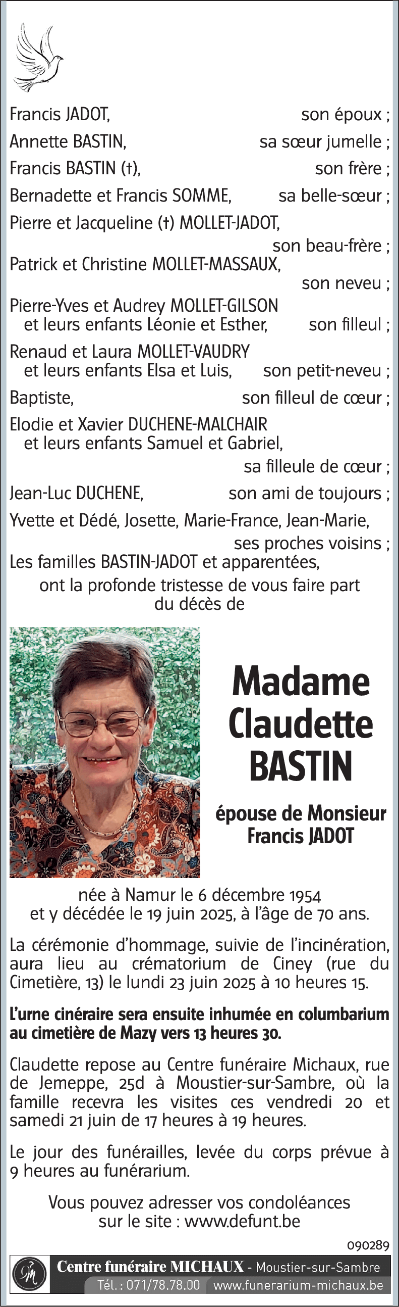 Claudette BASTIN