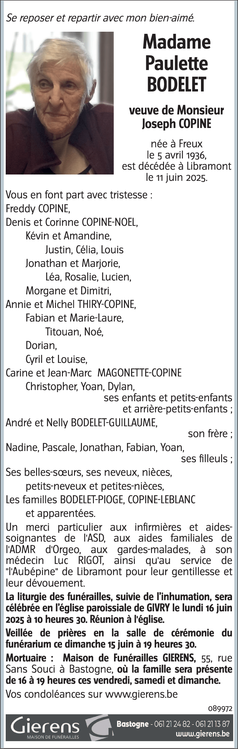 Paulette BODELET