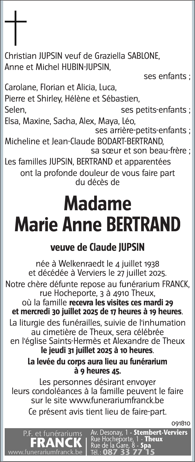 Marie Anne BERTRAND