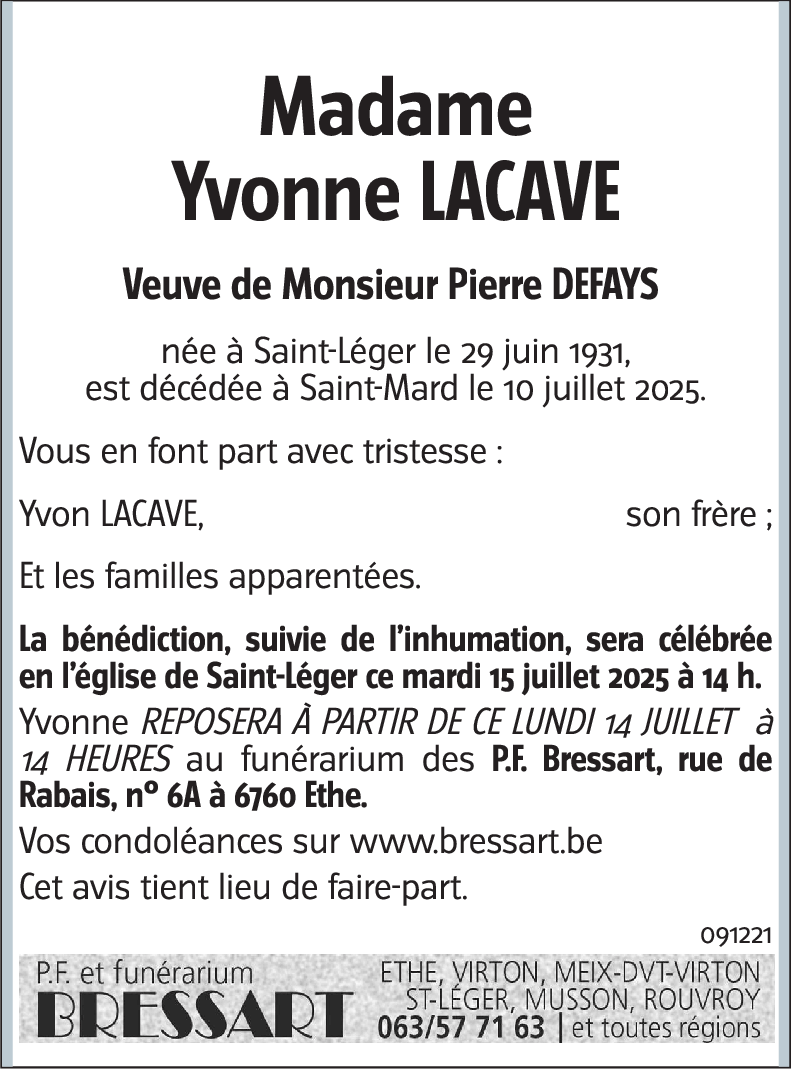 Yvonne LACAVE