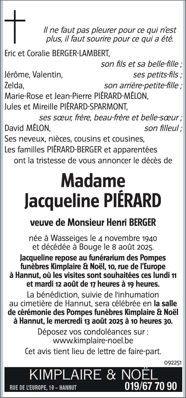 Jacqueline PIÉRARD