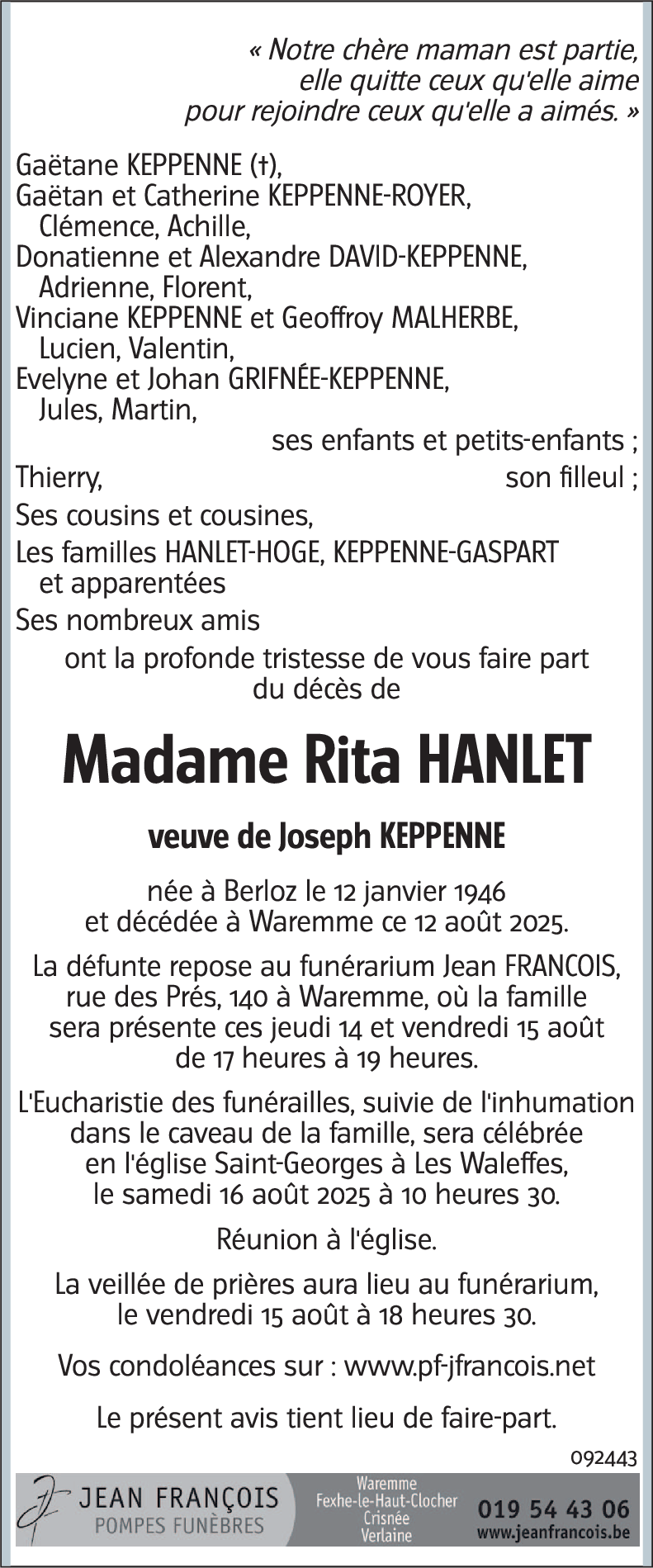 Rita HANLET