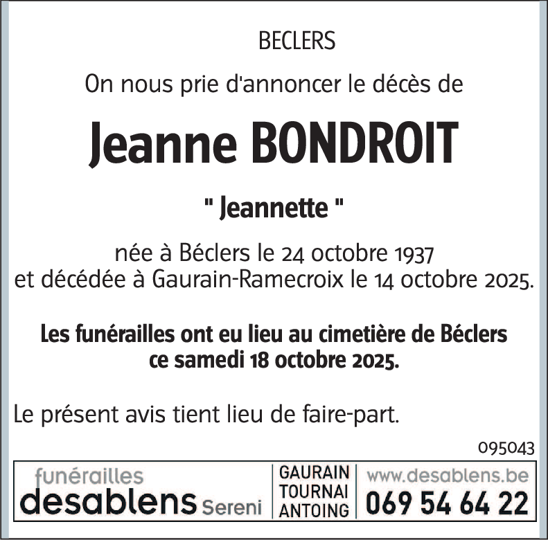 Jeanne BONDROIT