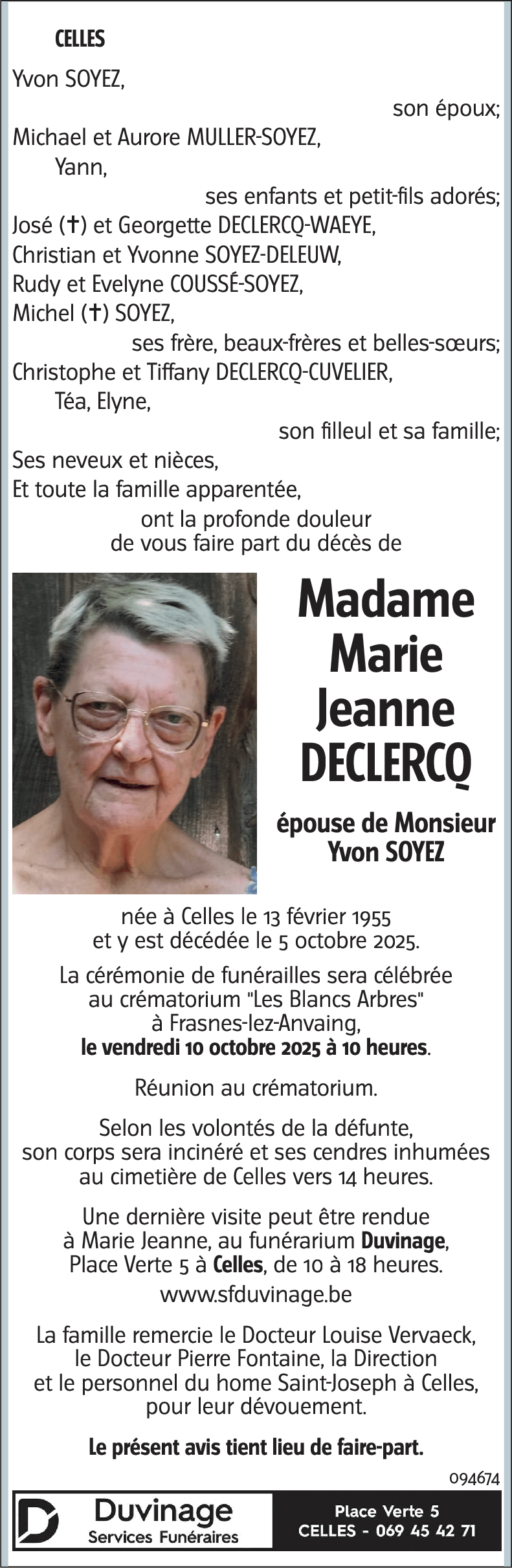 Marie Jeanne DECLERCQ