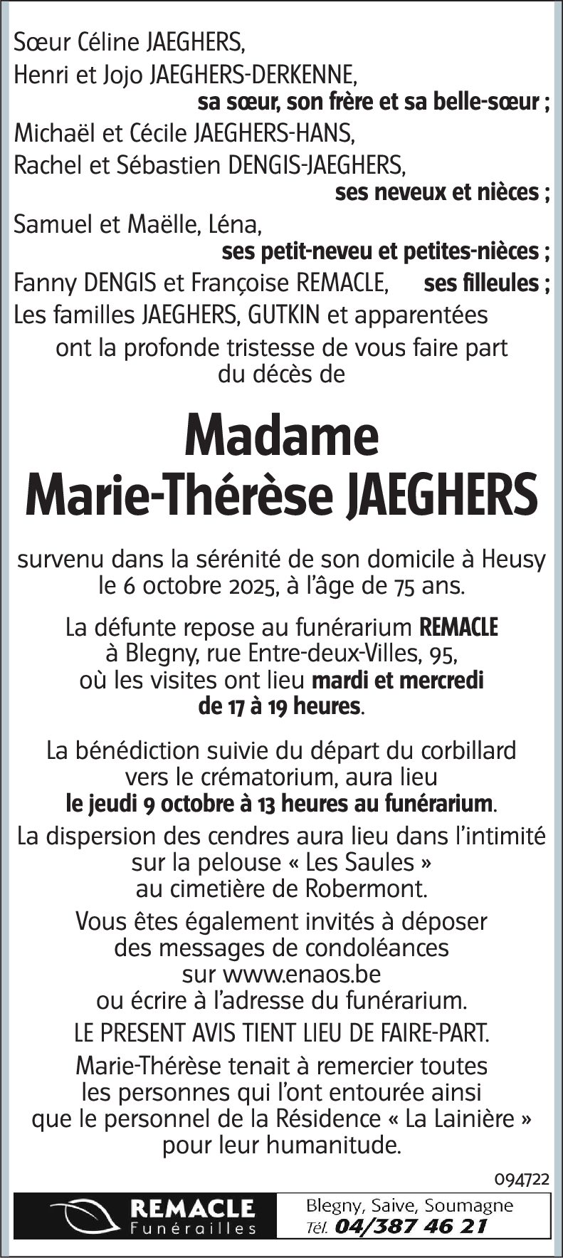 Marie-Thérèse JAEGHERS
