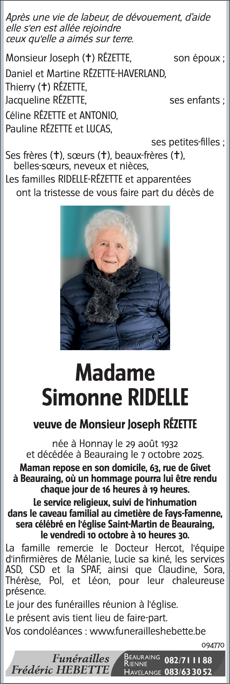 Simonne RIDELLE