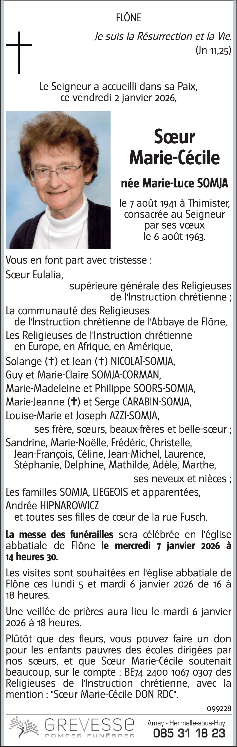Soeur Marie-Cécile Marie-Luce SOMJA