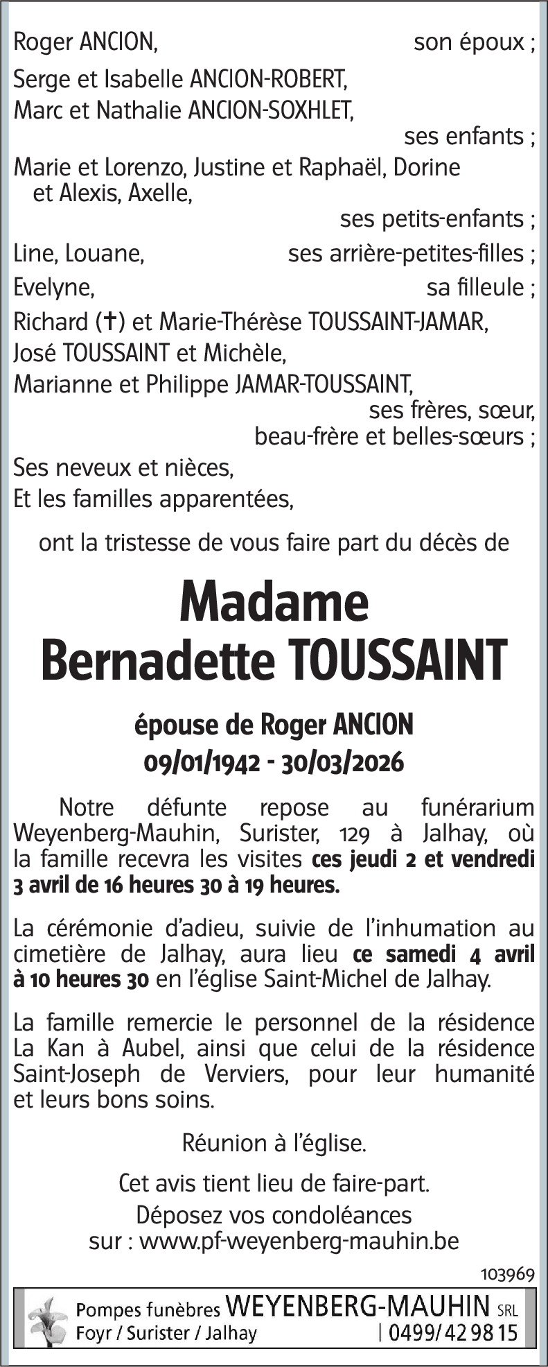 Bernadette TOUSSAINT