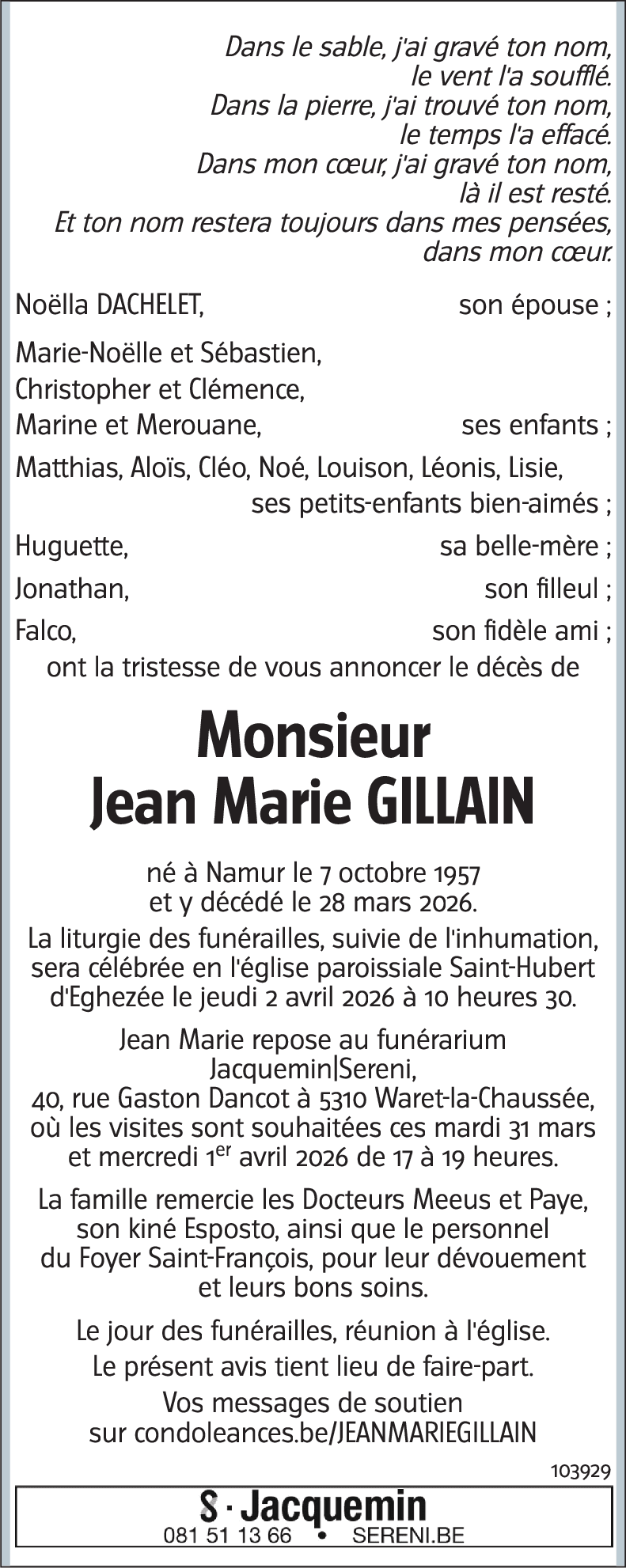Jean Marie GILLAIN