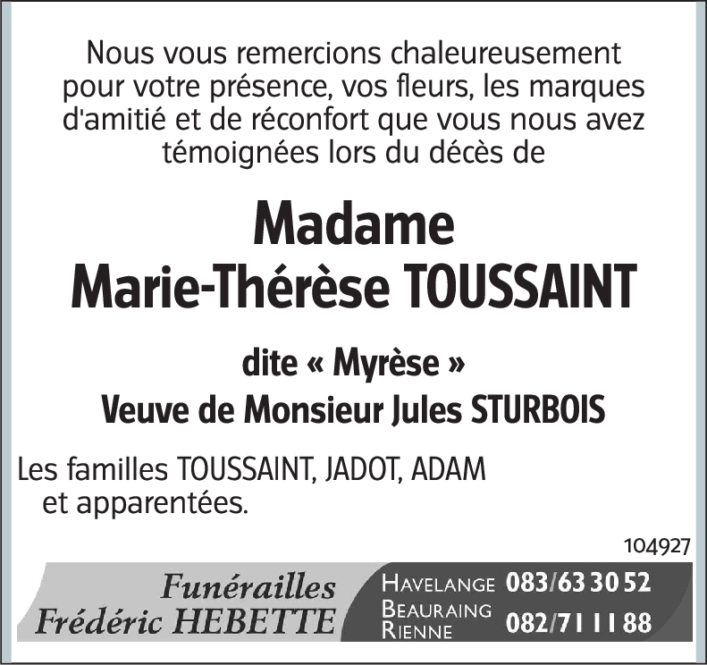 Marie-Thérèse TOUSSAINT