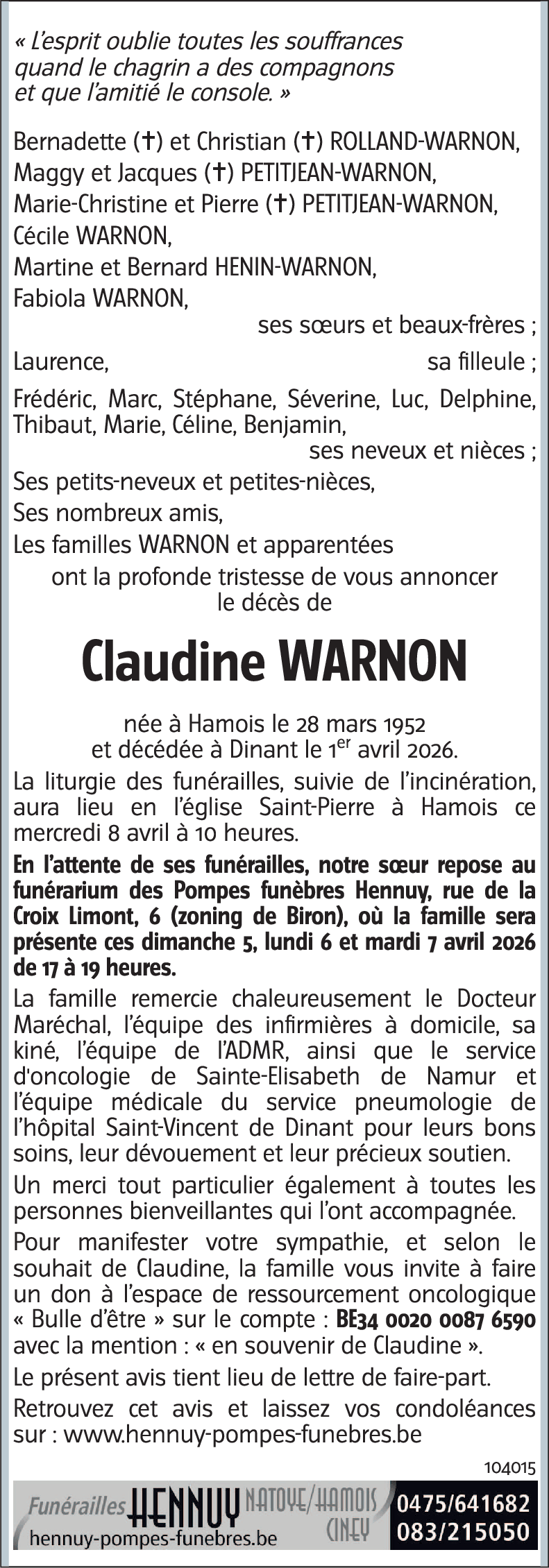 Claudine WARNON
