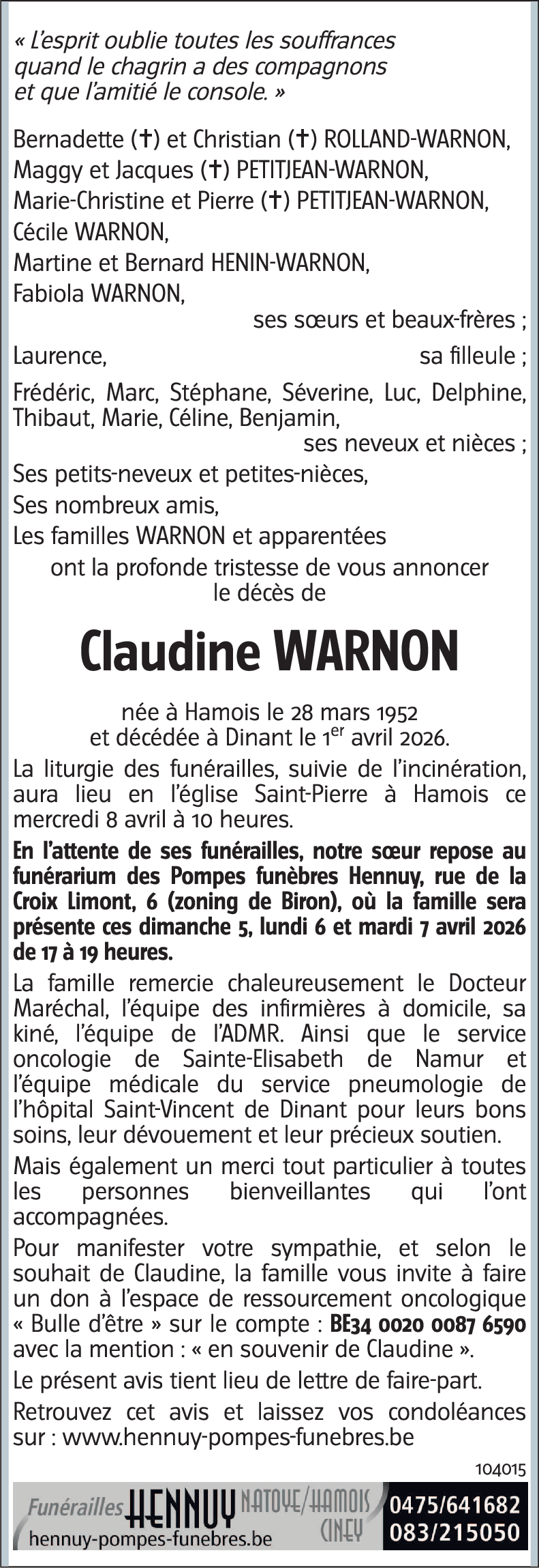 Claudine WARNON