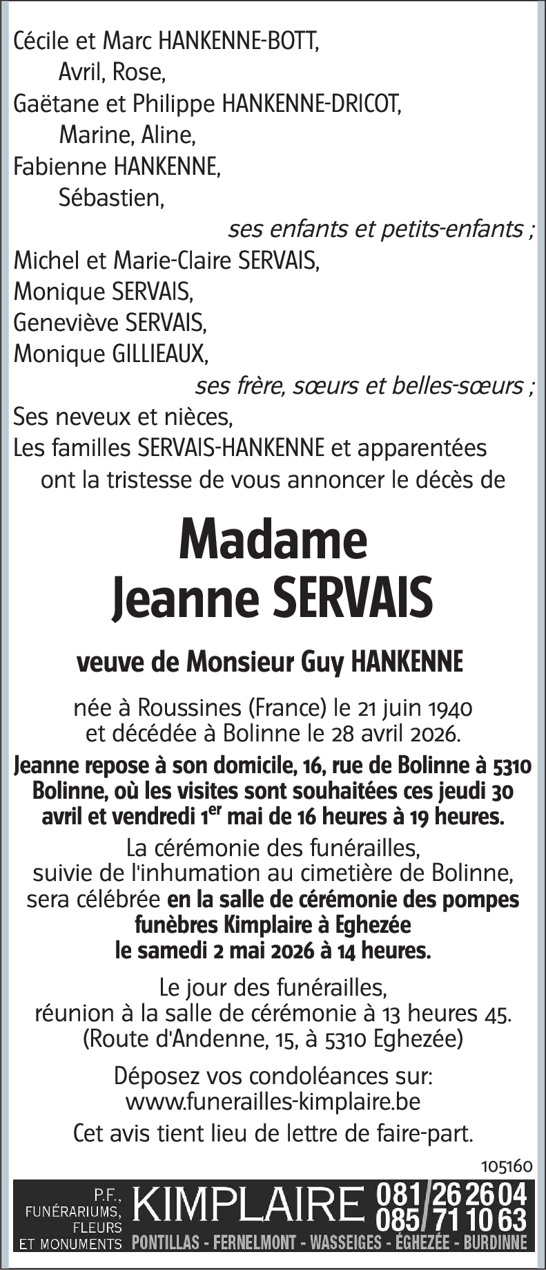 Jeanne SERVAIS