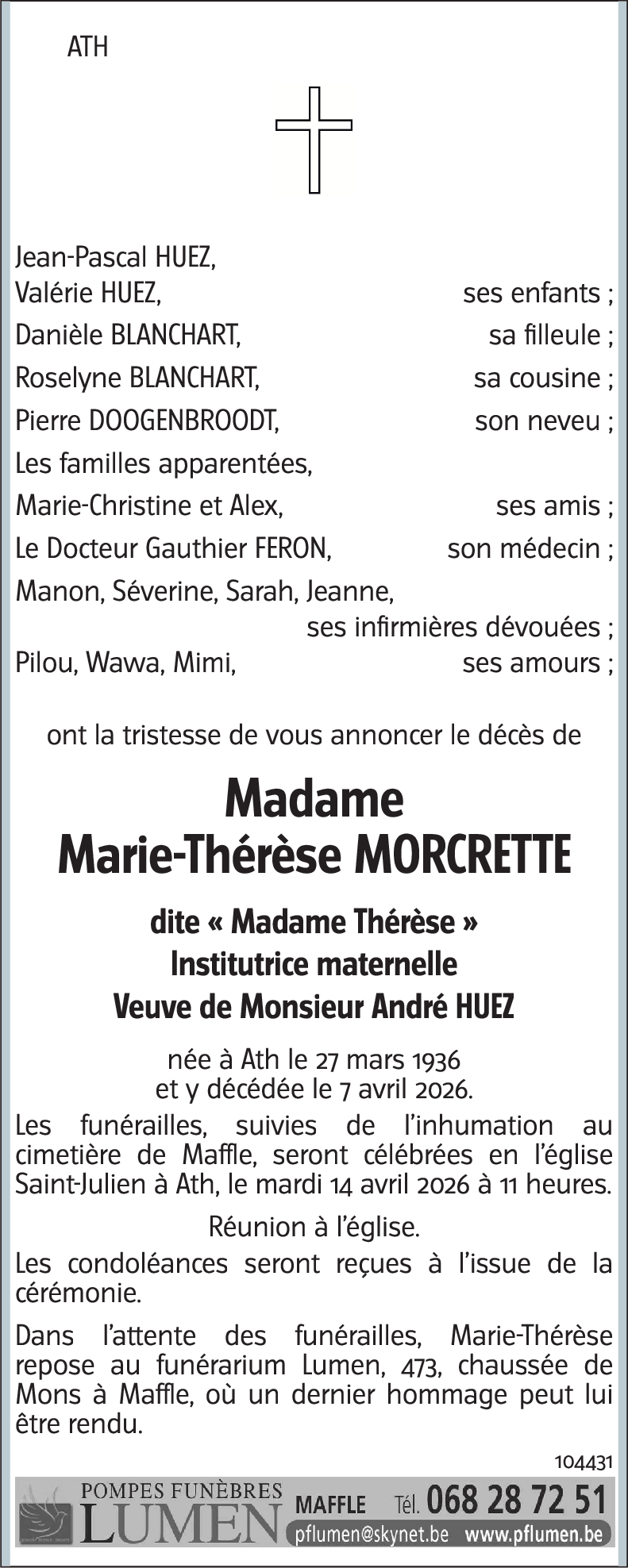 Marie-Thérèse MORCRETTE