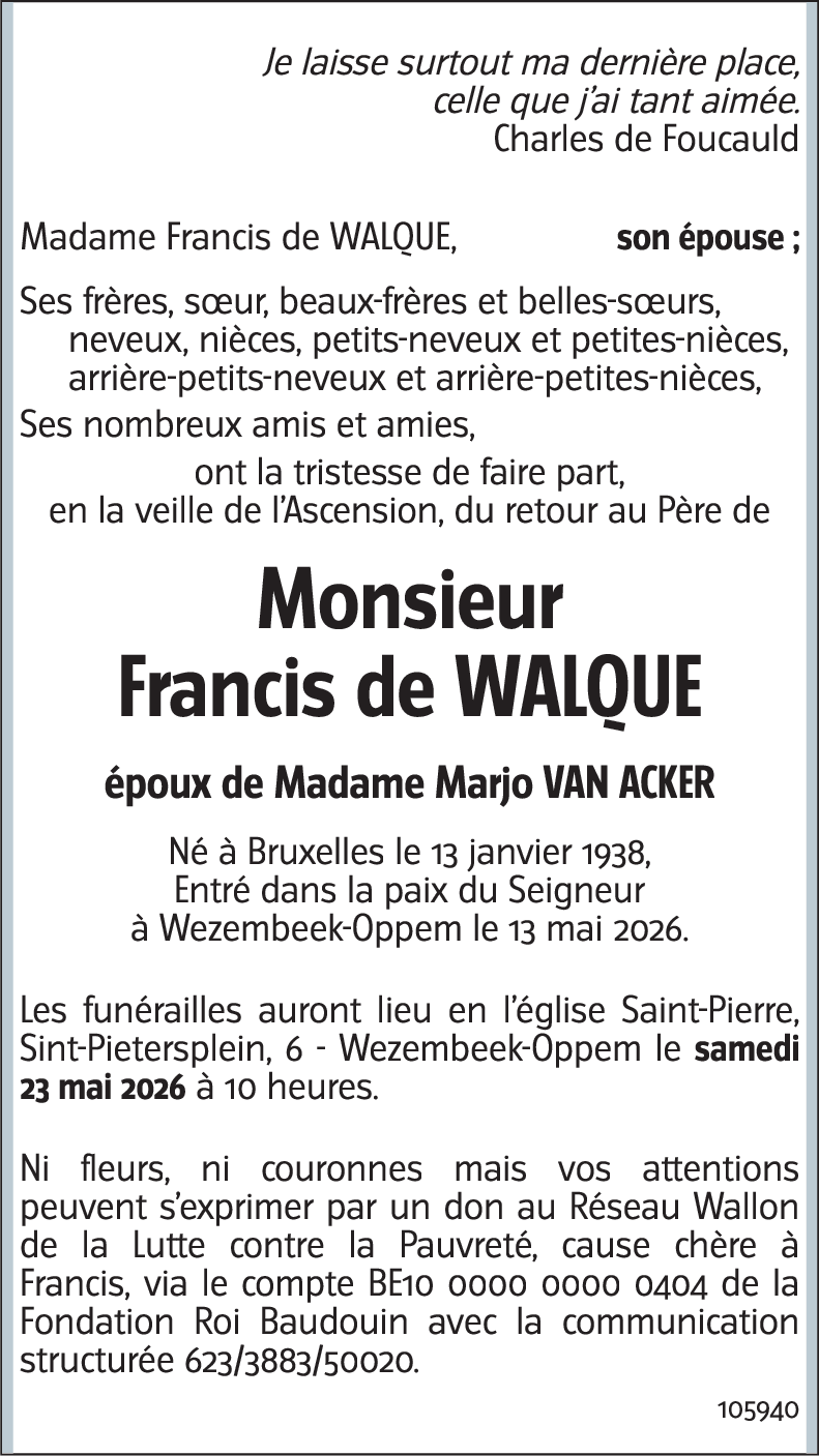 Francis de WALQUE