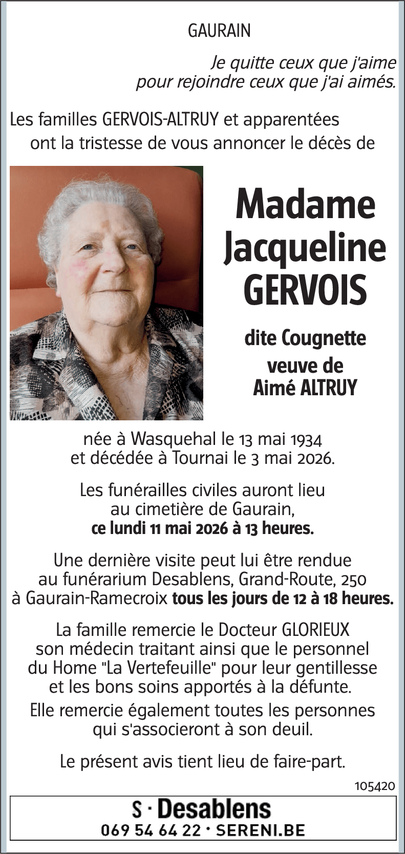 Jacqueline GERVOIS