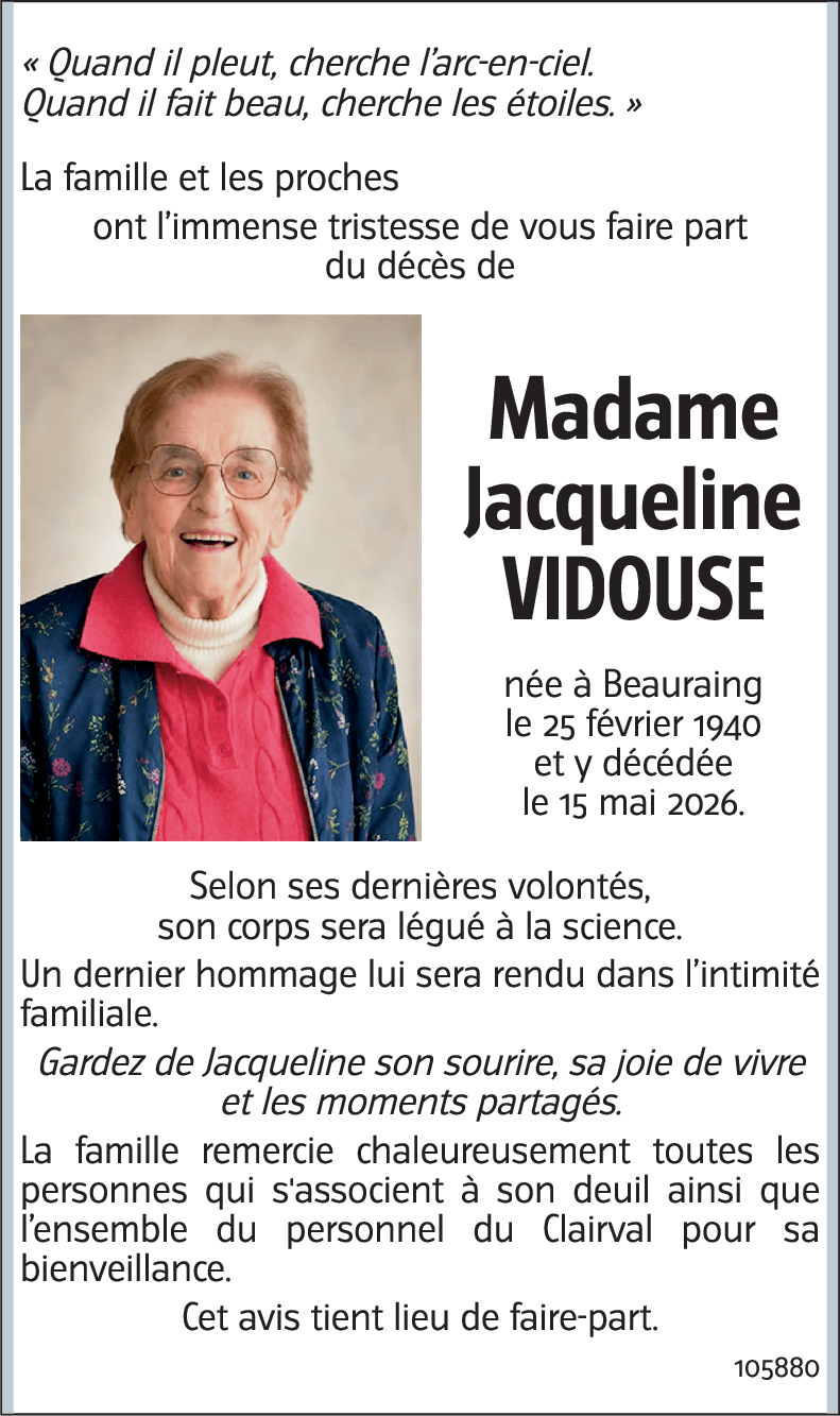 Jacqueline VIDOUSE