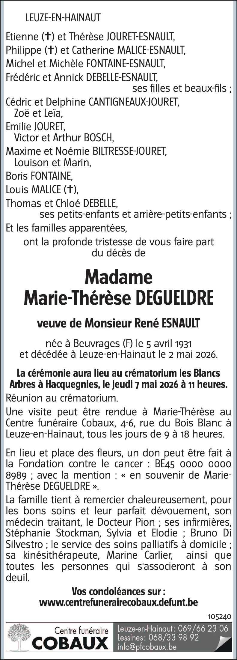 Marie-Thérèse DEGUELDRE