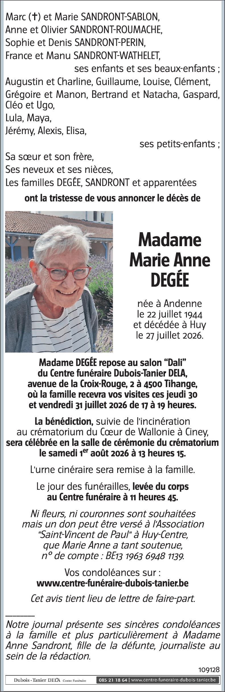 Marie Anne DEGÉE