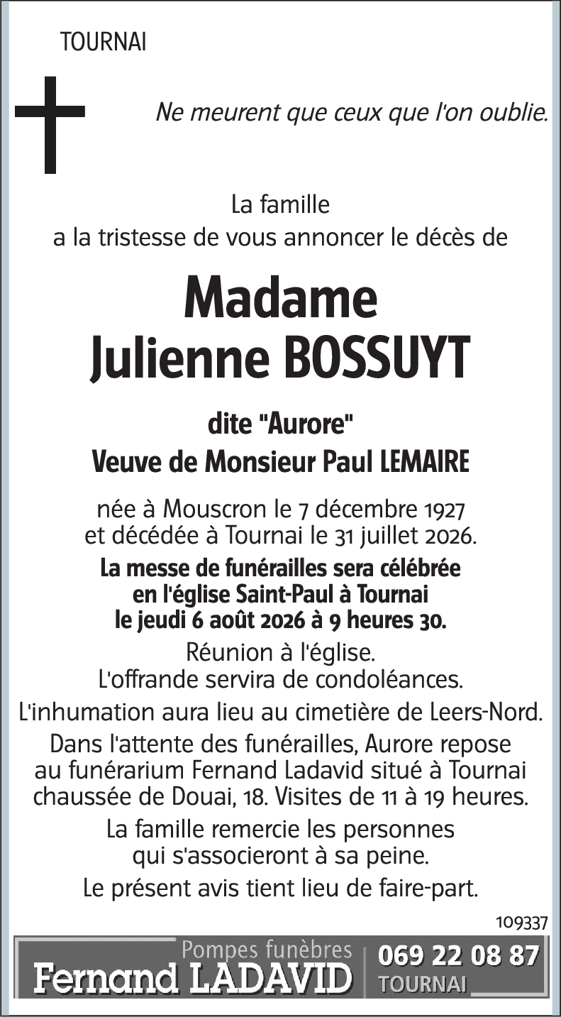 Julienne dite Aurore BOSSUYT