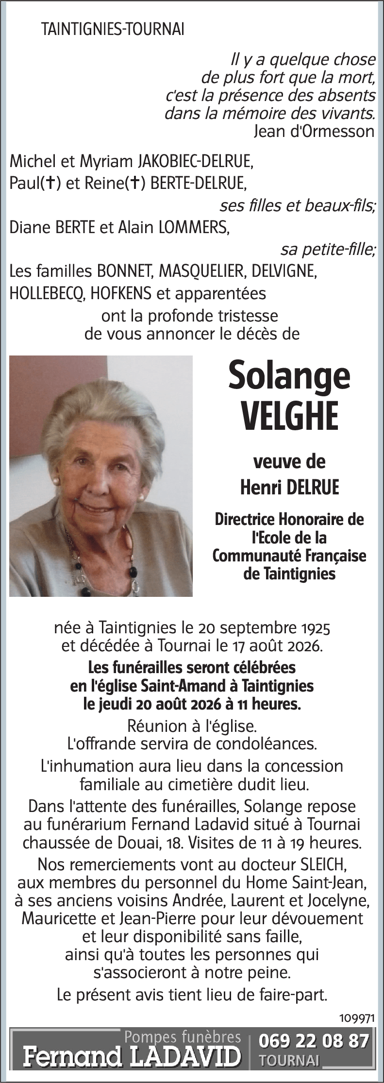Solange VELGHE
