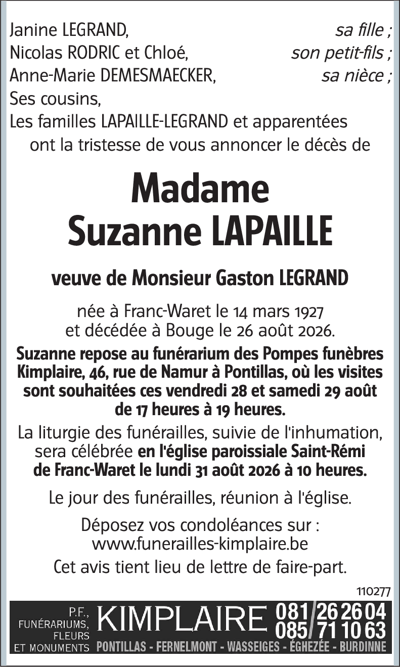 Suzanne LAPAILLE