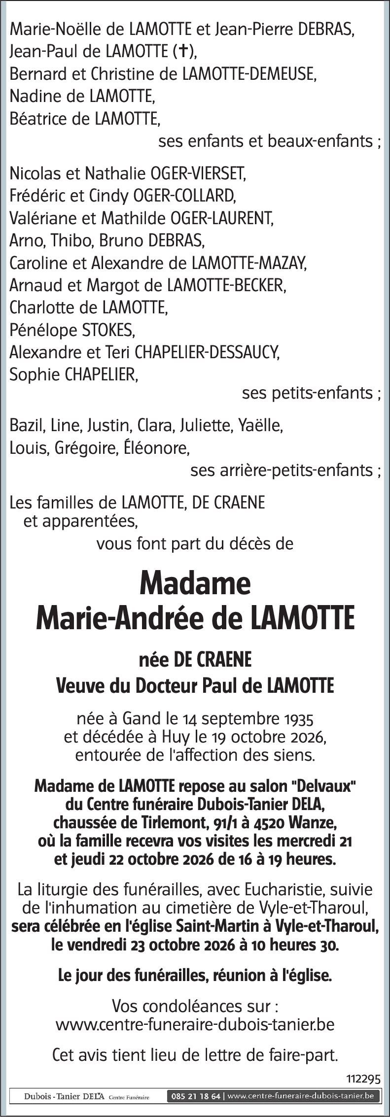 Marie-Andrée DE CRAENE